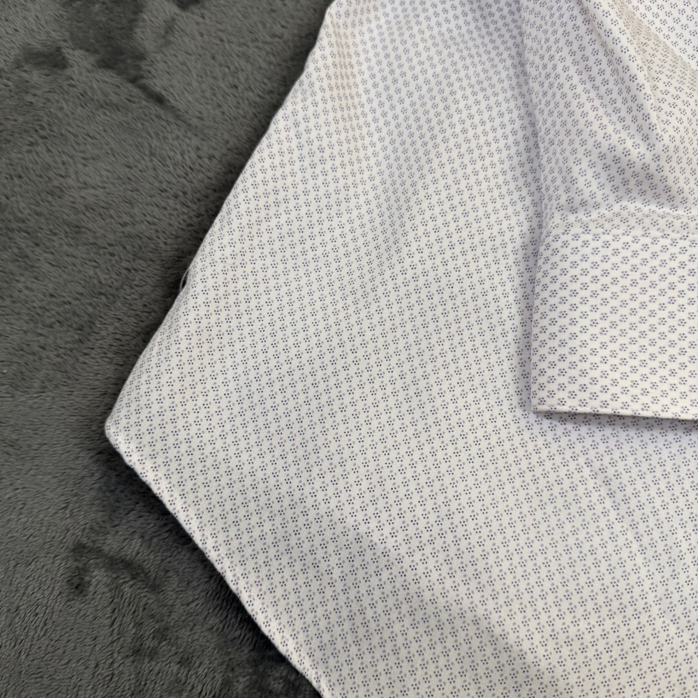 Pronto Uomo Easy Care Dress Shirt Mens 18 1/2 34/35 White Slim Fit Geometric - Picture 6 of 11